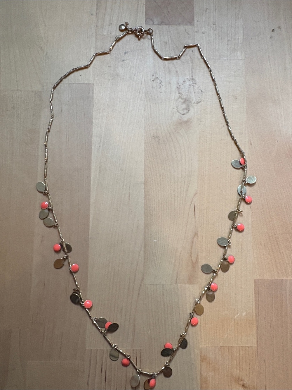 J. Crew Gold-Tone Necklace with Coral Beads